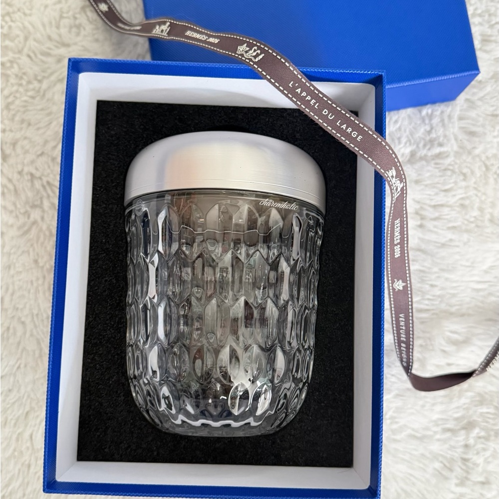 Hermes! Saint Louis Folia Clear Crystal Rechargeable Lamp with Silver Top